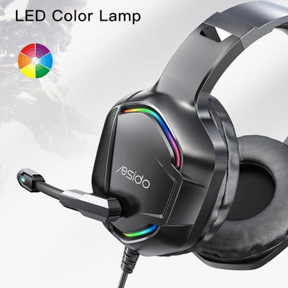 Gaminghodetelefoner 3.5mm Yesido EK01, RGB, 1.2m, Svarte