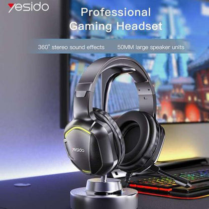 Gaminghodetelefoner 3.5mm Yesido EK01, RGB, 1.2m, Svarte