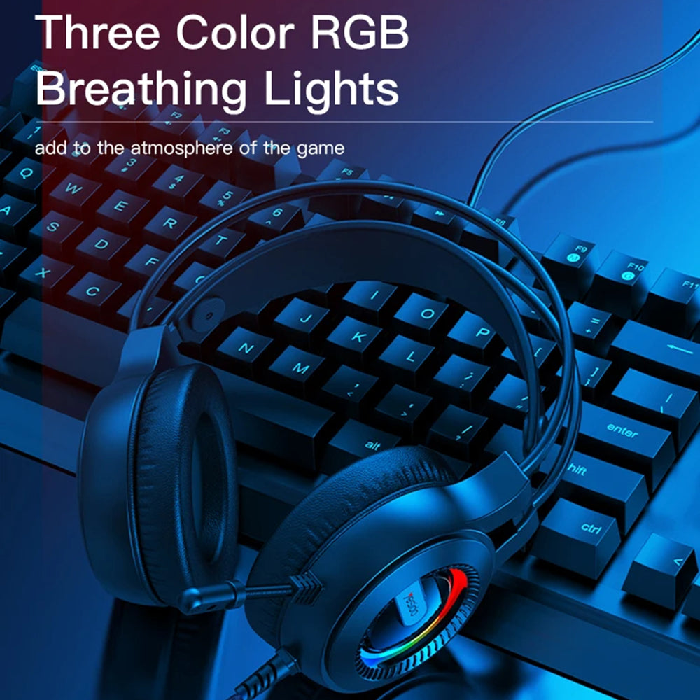 Gaminghodetelefoner 3.5mm Yesido EK02, RGB, 2.2m, Svarte