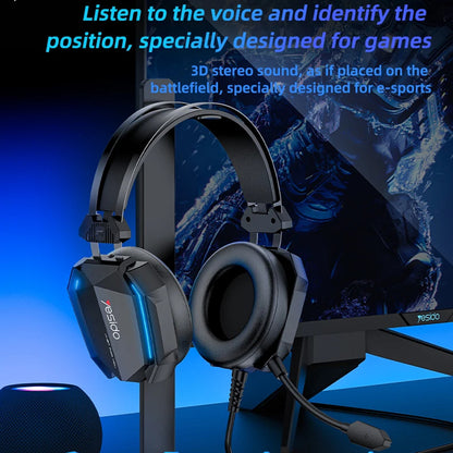 Gaming-hodetelefoner 3.5mm Yesido EK03, RGB, 2m, Svarte