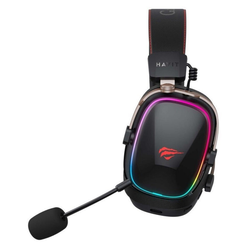 Gaminghodetelefoner Trådløse HAVIT H2039BG, RGB, BT / Wi-Fi / Kablet, Svart Okergul