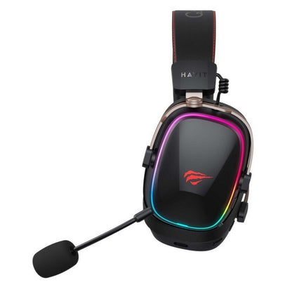 Gaminghodetelefoner Trådløse HAVIT H2039BG, RGB, BT / Wi-Fi / Kablet, Svart Okergul