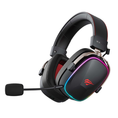 Gaminghodetelefoner Trådløse HAVIT H2039BG, RGB, BT / Wi-Fi / Kablet, Svart Okergul