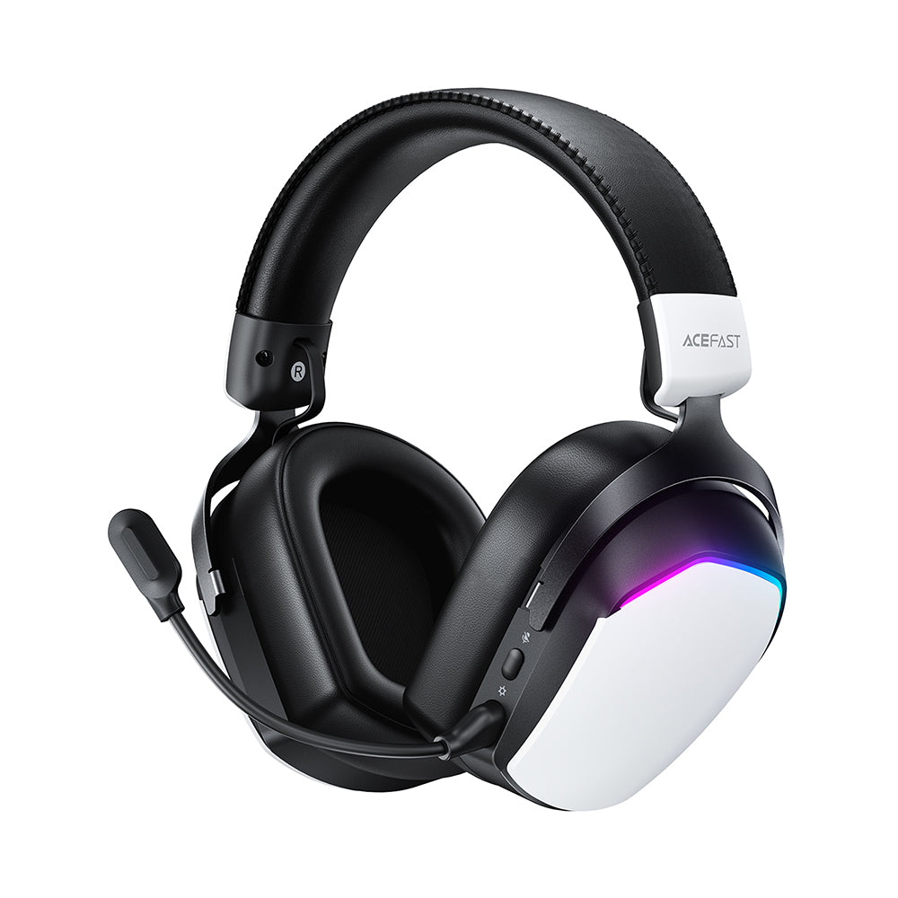 Acefast H11 trådløse gaming-hodetelefoner, RGB, BT / Wi-Fi / kablet, hvite