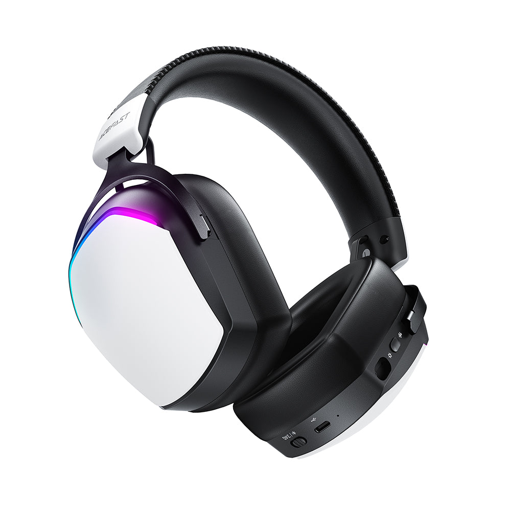 Acefast H11 trådløse gaming-hodetelefoner, RGB, BT / Wi-Fi / kablet, hvite
