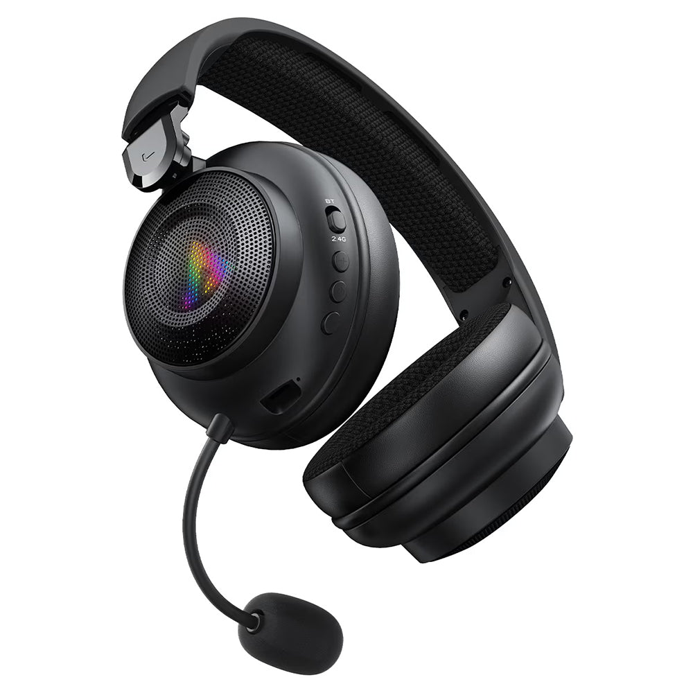 Trådløse gaminghodetelefoner Acefast H15, RGB, BT / Wi-Fi / Kablet, Svart