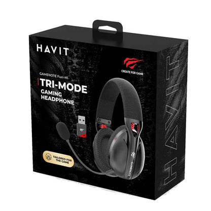 Trådløse Gaming Hodetelefoner HAVIT Fuxi-H3, BT / Wi-Fi / Kablet, Grå