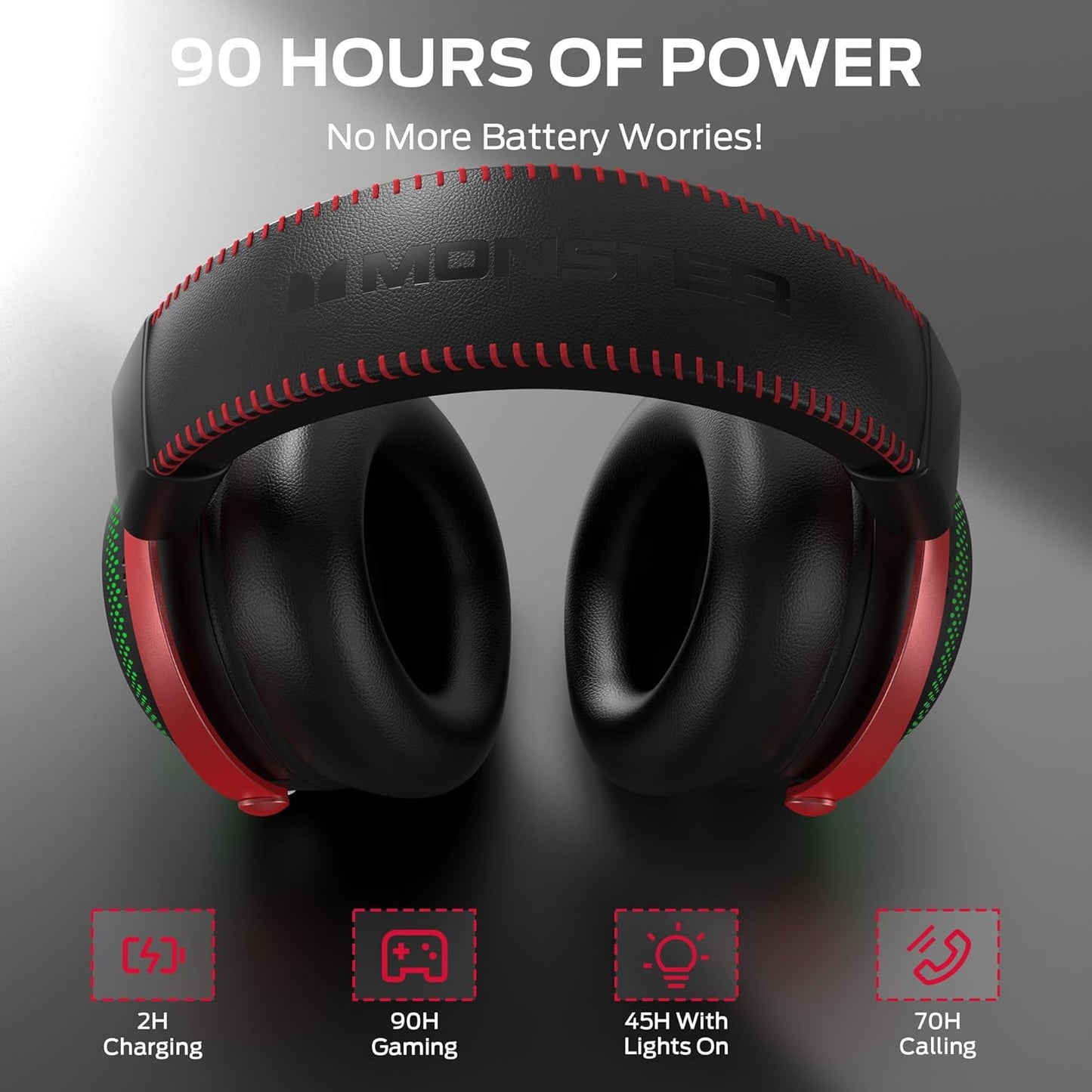 Trådløse gaminghodetelefoner Monster Mission 350, BT / Wi-Fi / Kablet, Svart