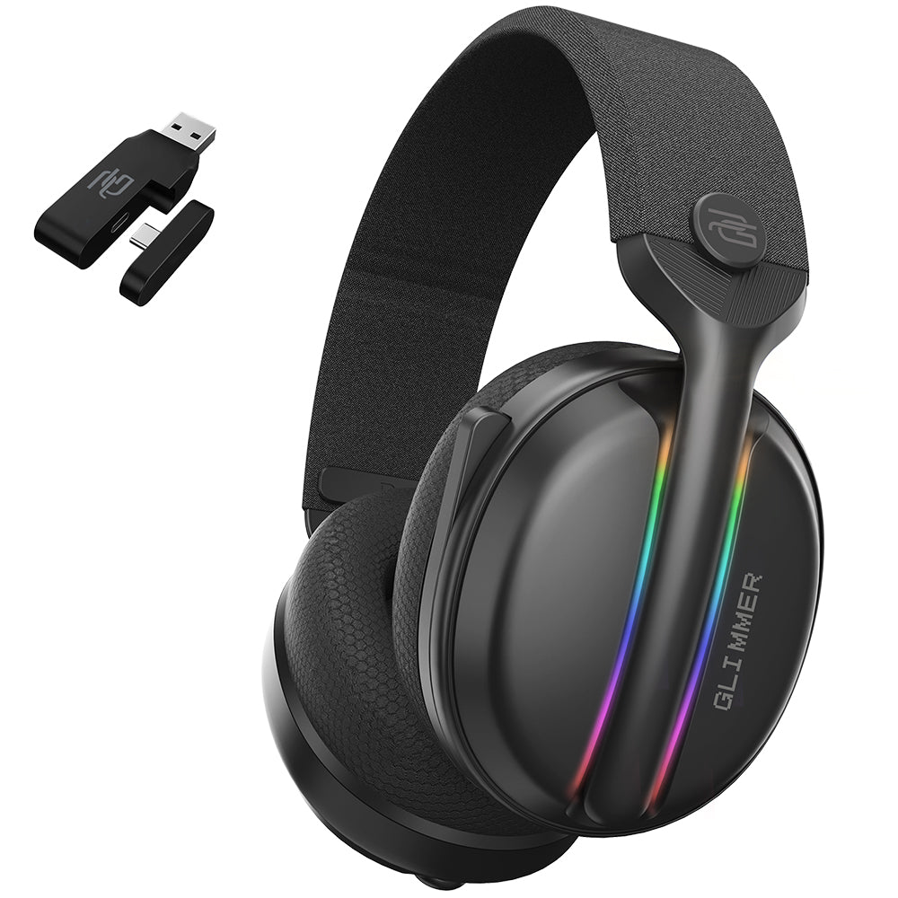 Proove Glimmer trådløse gaming-hodetelefoner, RGB, BT / Wi-Fi / kablet, svarte WHGL00022001