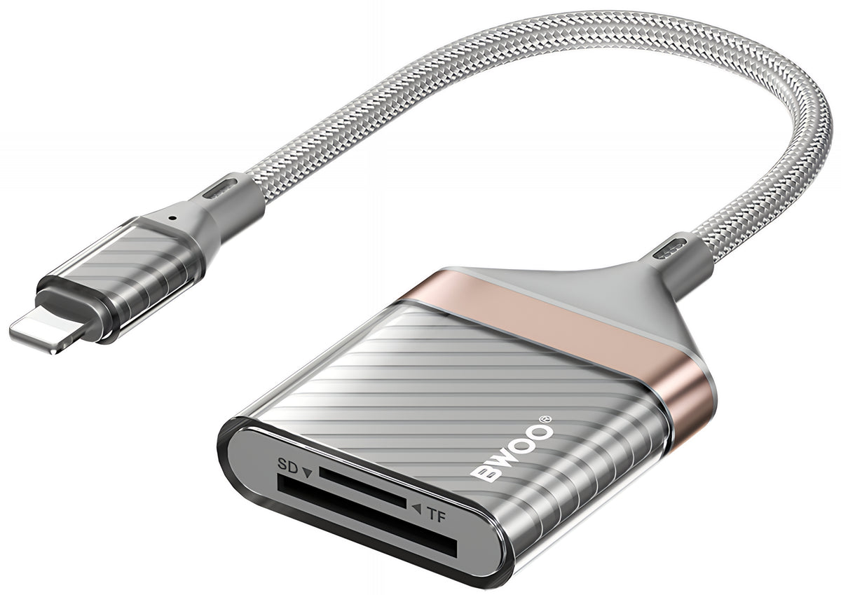 Lightning-kortleser BWOO BZ63, SD – microSD, grå