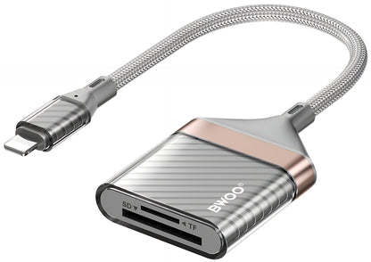 Lightning-kortleser BWOO BZ63, SD – microSD, grå