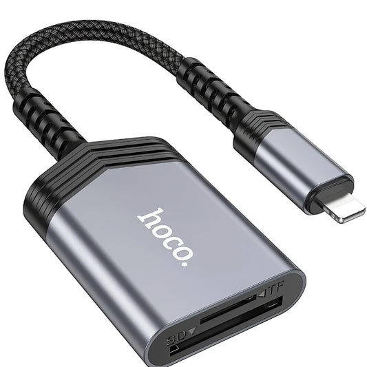 Kortleser Lightning HOCO UA25, SD - microSD, Grå