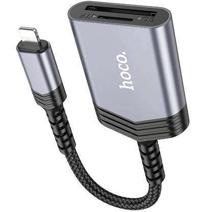 Kortleser Lightning HOCO UA25, SD - microSD, Grå