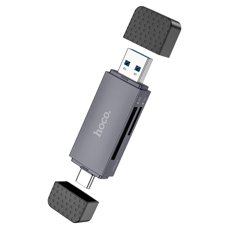 Kortleser USB 3.0 / USB-C HOCO HB45, SD - microSD, Grå