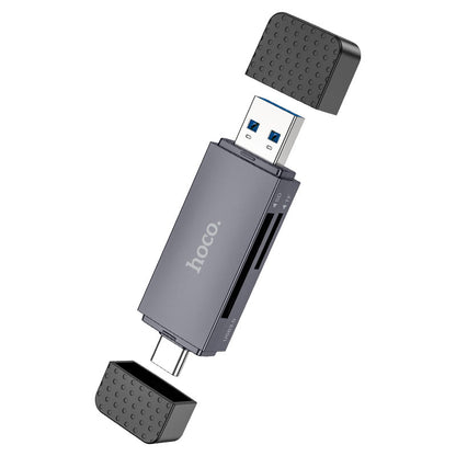 Kortleser USB 3.0 / USB-C HOCO HB45, SD - microSD, Grå