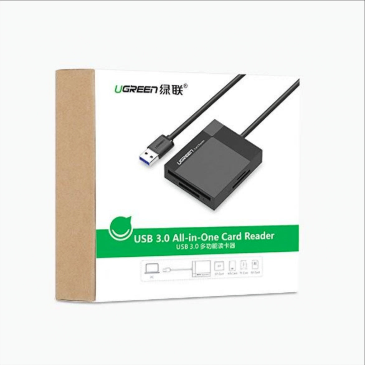 USB 3.0 Kortleser UGREEN CR125, SD - microSD - CF - MS, Svart