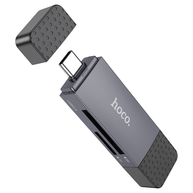 Kortleser USB 3.0 / USB-C HOCO HB45, SD - microSD, Grå
