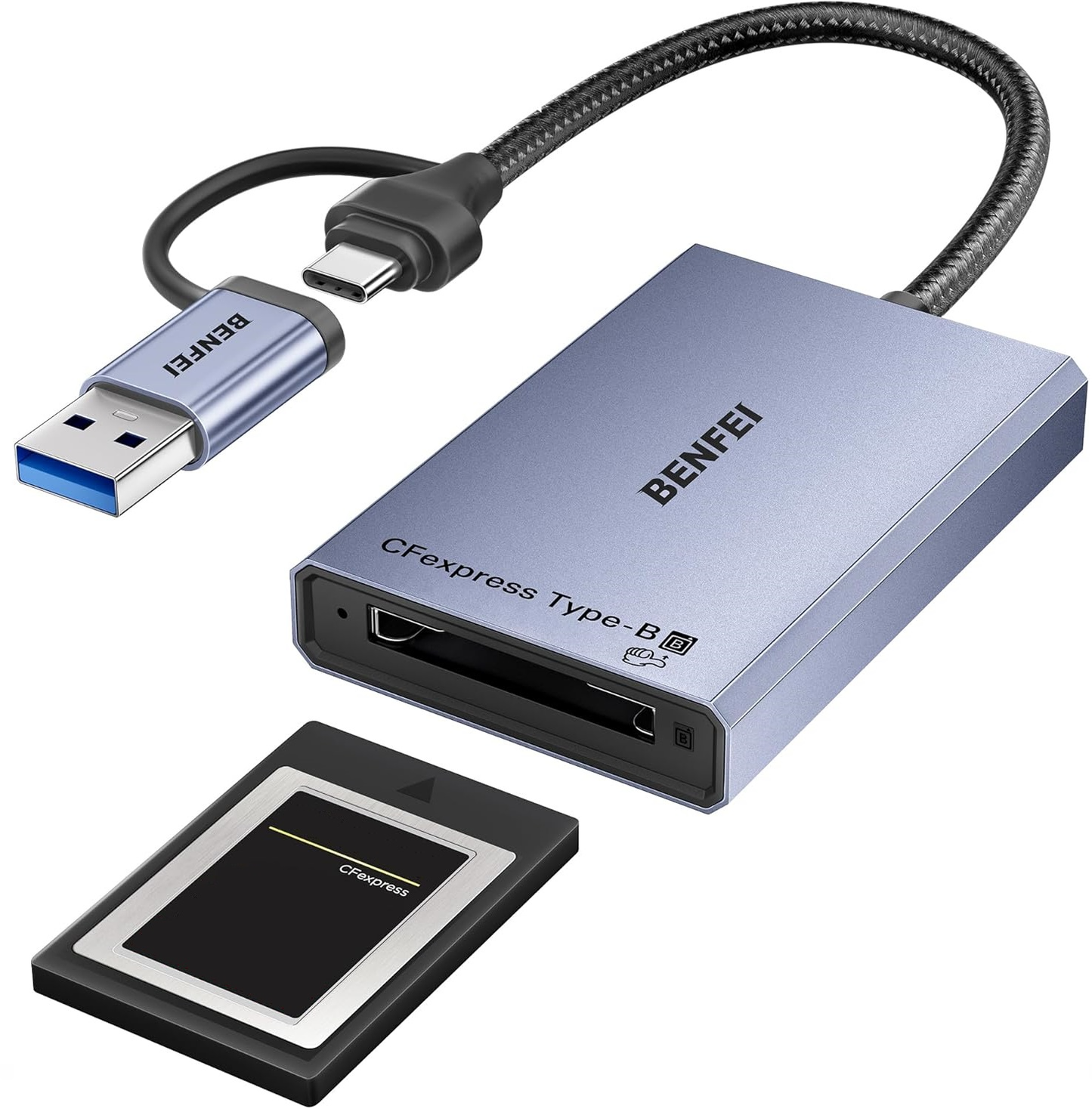 USB 3.2 / USB-C Kortleser Benfei, CFexpress B, Grå