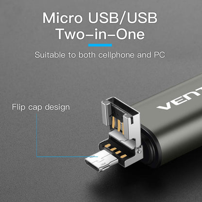 USB / USB-C / microUSB-kortleser Vention, SD - microSD, Grå CCJH0