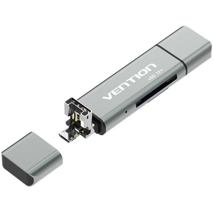 USB / USB-C / microUSB-kortleser Vention, SD - microSD, Grå CCJH0