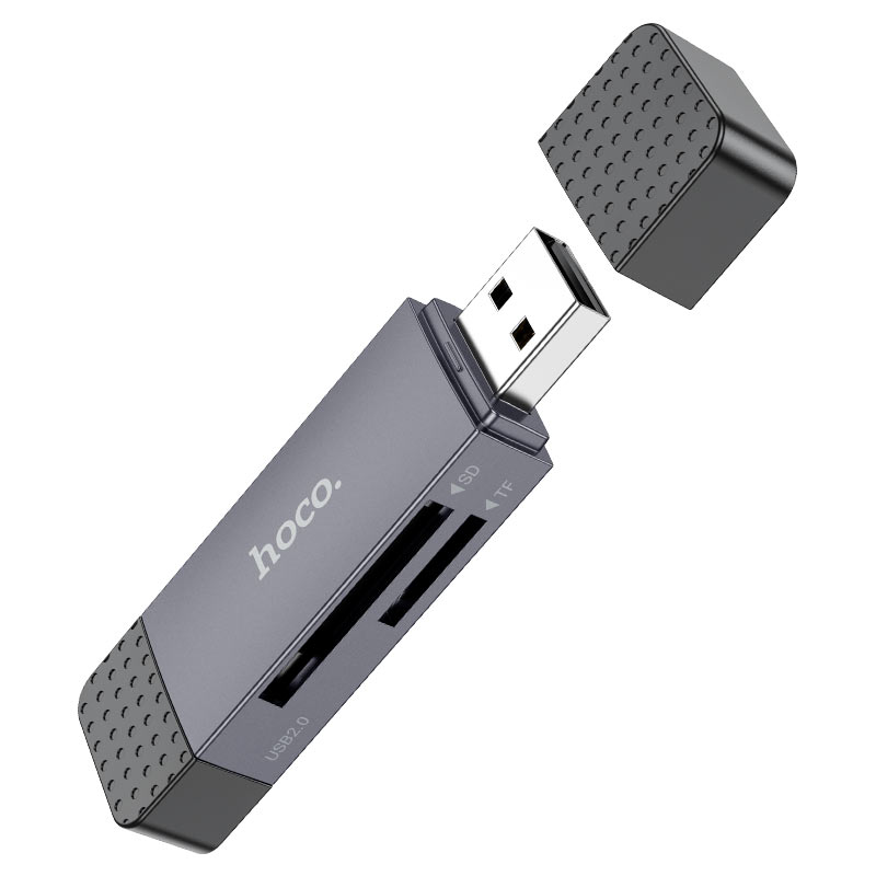 Kortleser USB 3.0 / USB-C HOCO HB45, SD - microSD, Grå