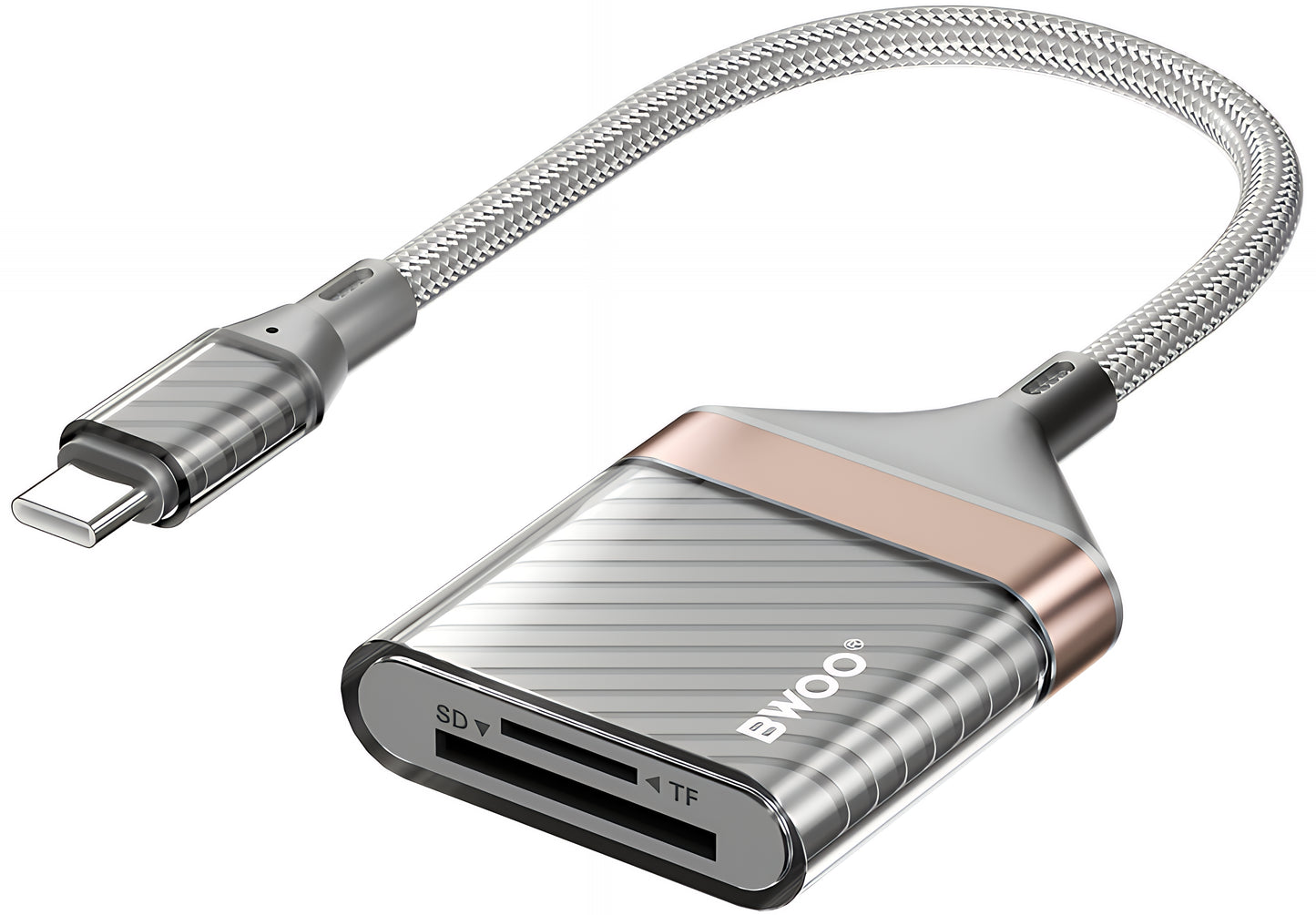 USB-C Kortleser BWOO BZ64, SD - microSD, Grå