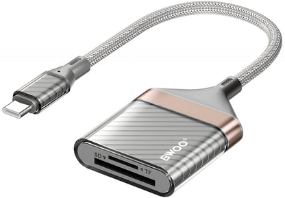 USB-C Kortleser BWOO BZ64, SD - microSD, Grå