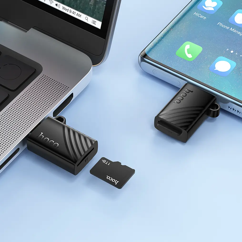 USB-C-kortleser HOCO HB53, microSD, svart