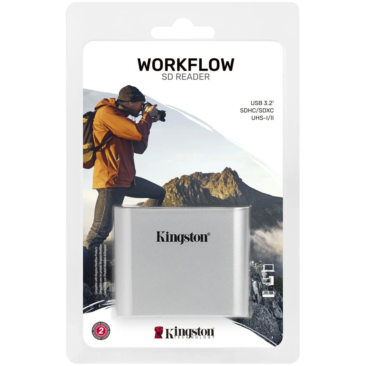Kingston Workflow USB-C Kortleser, Dual SD, Grå WFS-SD