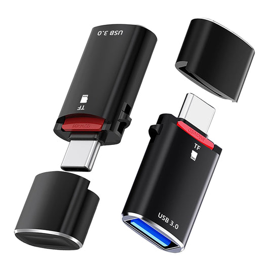 Kortleser USB-C Techsuit AluVoltX, USB-A (OTG) - microSD, Svart