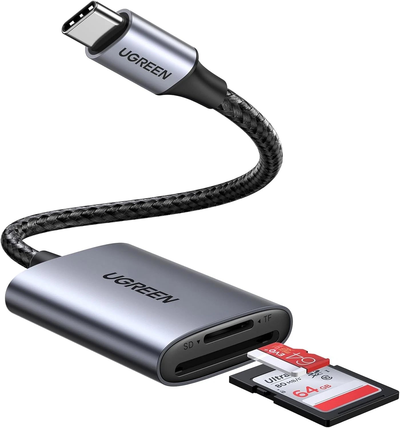 Kortleser USB-C UGREEN CM401, SD - microSD, Grå