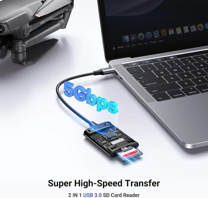 Kortleser USB-C UGREEN CM401, SD - microSD, Grå
