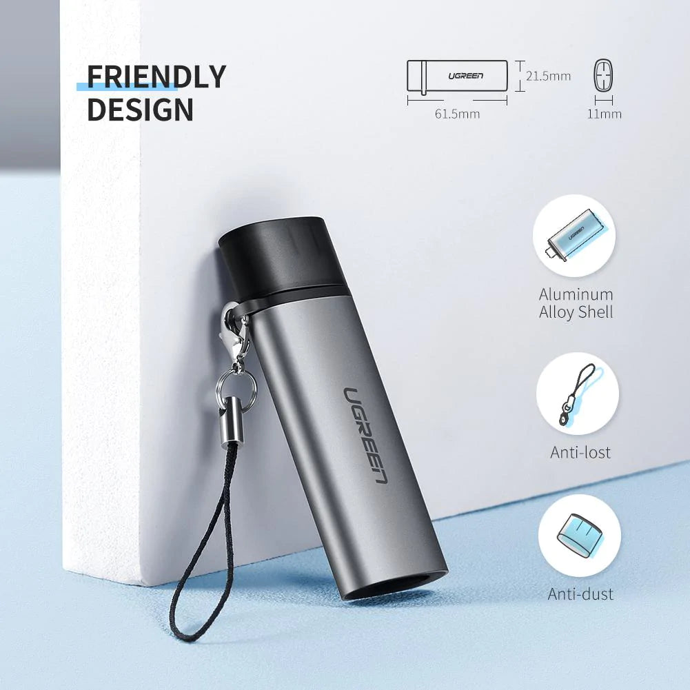 Kortleser USB-C UGREEN CM184, SD - microSD, Grå