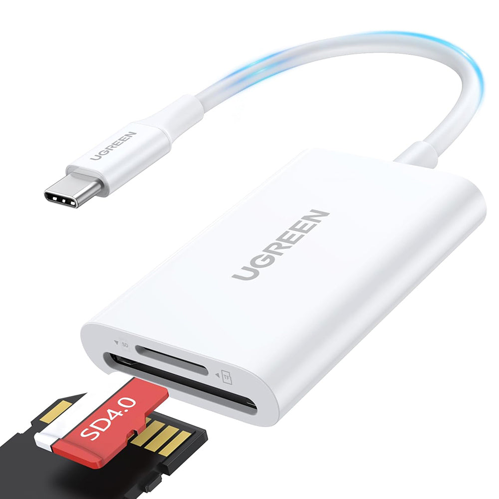 USB-C Kortleser UGREEN CM265, SD - microSD, Hvit