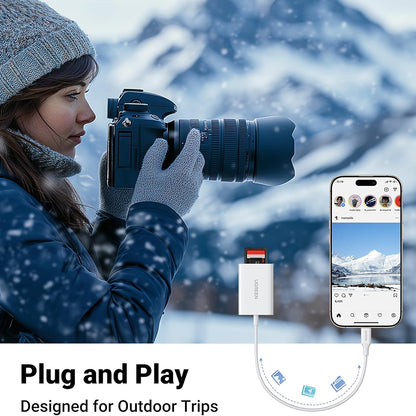 USB-C Kortleser UGREEN CM265, SD - microSD, Hvit