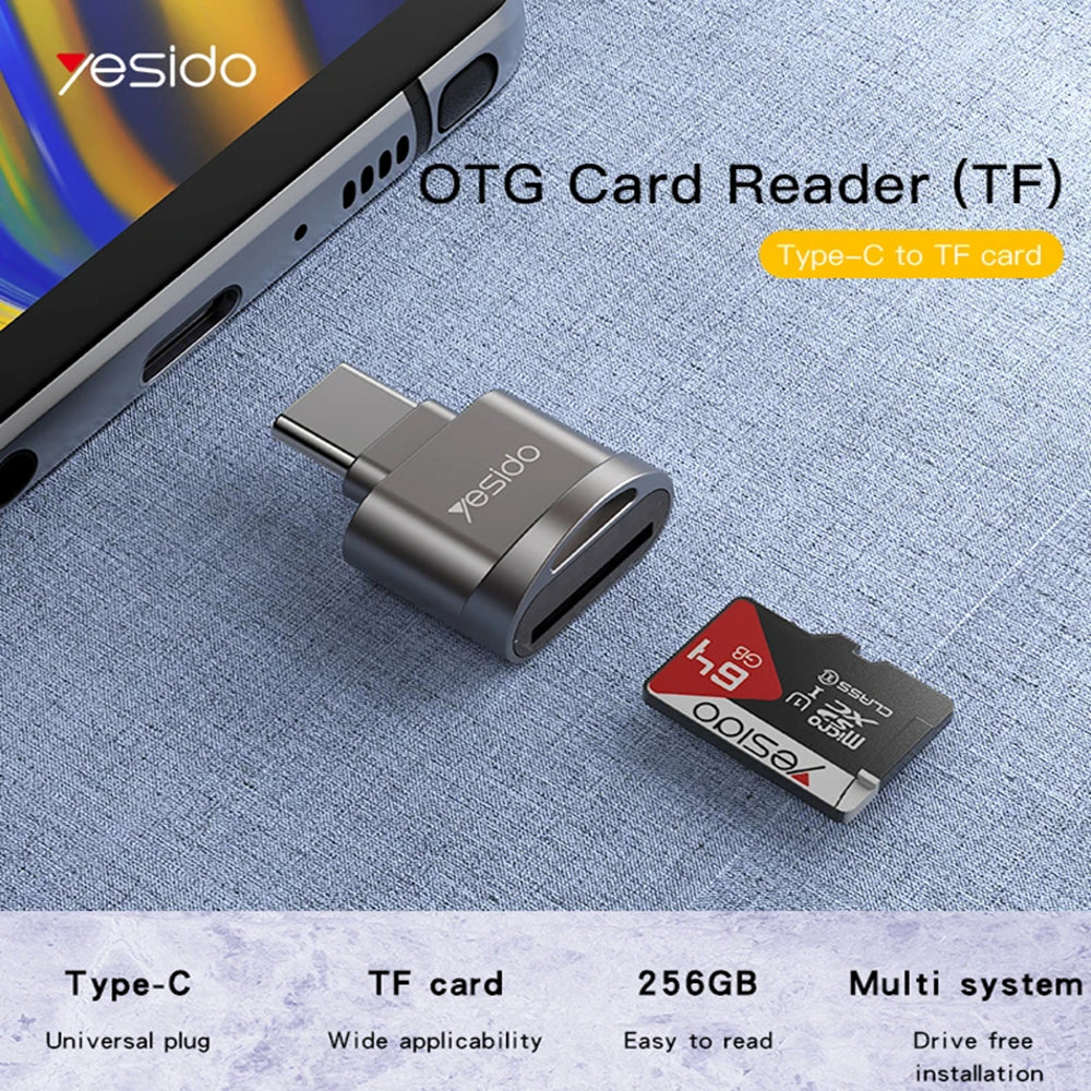 Kortleser USB-C Yesido GS19, microSD, Grå