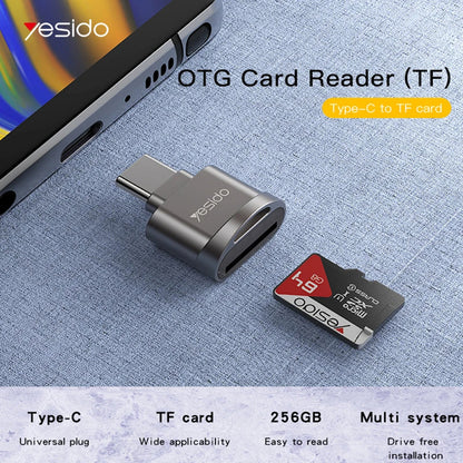 Kortleser USB-C Yesido GS19, microSD, Grå