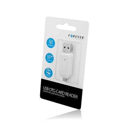 USB / microUSB-kortleser Forever, SD - microSD, hvit