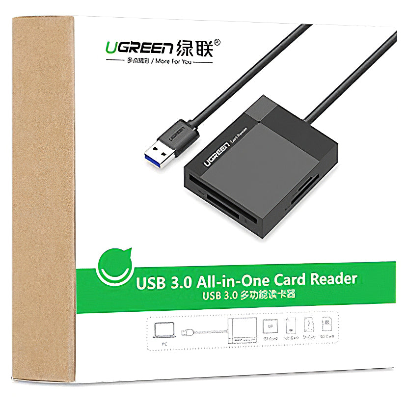 USB 3.0 Kortleser UGREEN CR125, SD - microSD - CF - MS, Svart