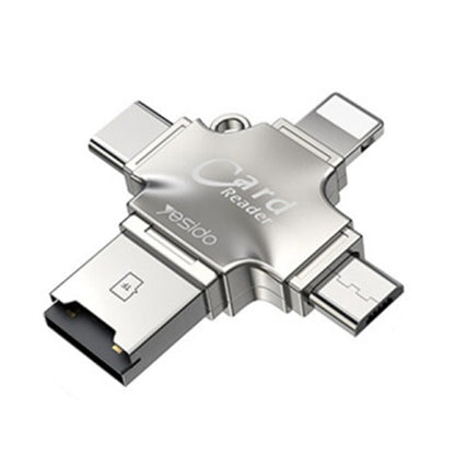 Kortleser USB / USB-C / Lightning / microUSB Yesido GS13, microSD, Sølv