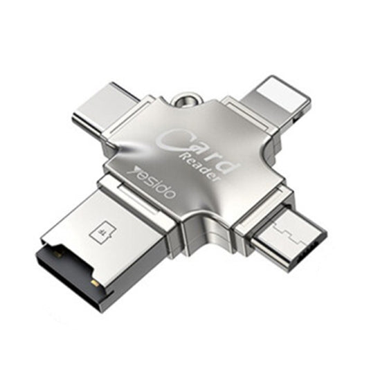 Kortleser USB / USB-C / Lightning / microUSB Yesido GS13, microSD, Sølv