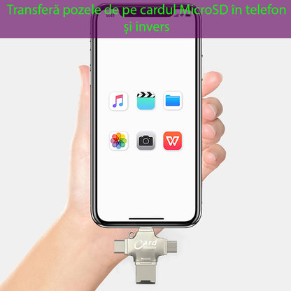 Kortleser USB / USB-C / Lightning / microUSB Yesido GS13, microSD, Sølv