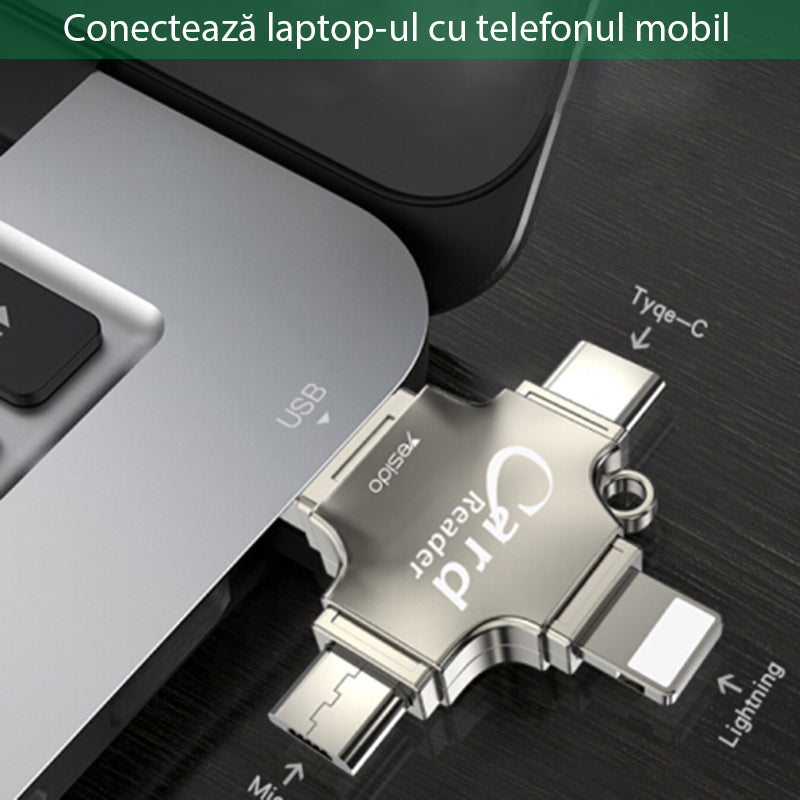 Kortleser USB / USB-C / Lightning / microUSB Yesido GS13, microSD, Sølv