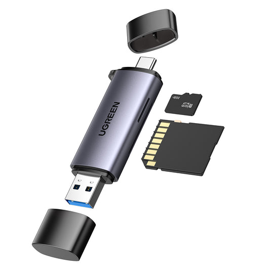 Kortleser USB / USB-C UGREEN CM185, SD - microSD, Grå