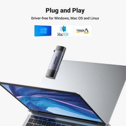 Kortleser USB / USB-C UGREEN CM185, SD - microSD, Grå