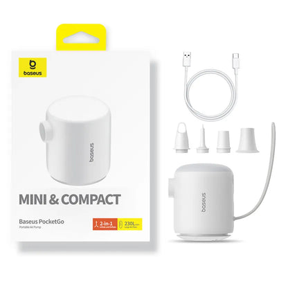 Baseus PocketGo pumpe for oppblåsbare madrasser, Hvit C11157700221-00