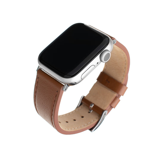 Fixed Leather reim for Apple Watch 49mm / 46mm / 45mm / 44mm / 42mm Series, Brun