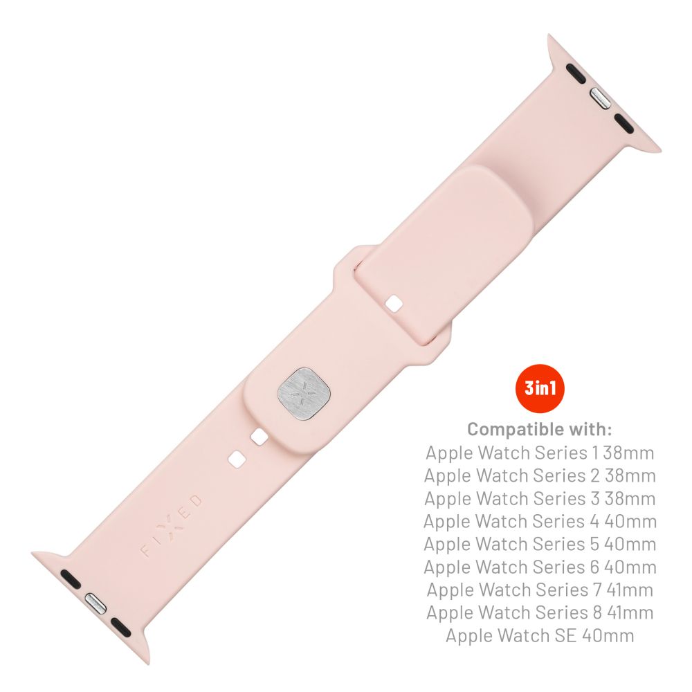 Fixed Silicone Sporty reim for Apple Watch 42mm / 41mm / 40mm / 38mm Series, Rosa