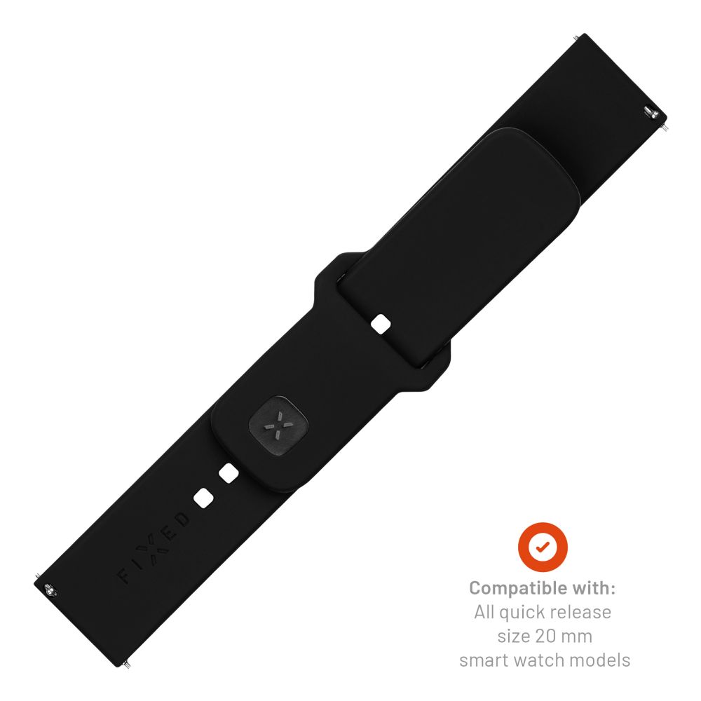 Fixed Silicone Sporty reim for Samsung Galaxy Watch / Huawei Watch Series, 20mm, Svart