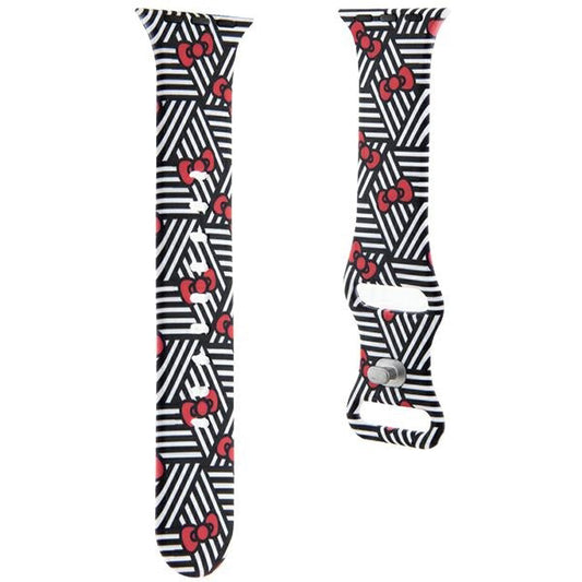 Hello Kitty silikonrem med sløyfer & striper for Apple Watch 42mm / 41mm / 40mm / 38mm-serien, Svart